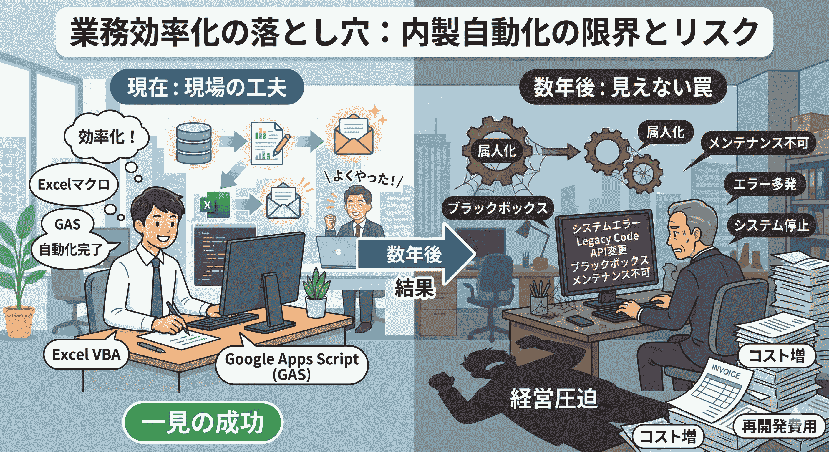 社内で自動化を頑張りすぎ？ExcelマクロやGASはどこまで活用すべきか