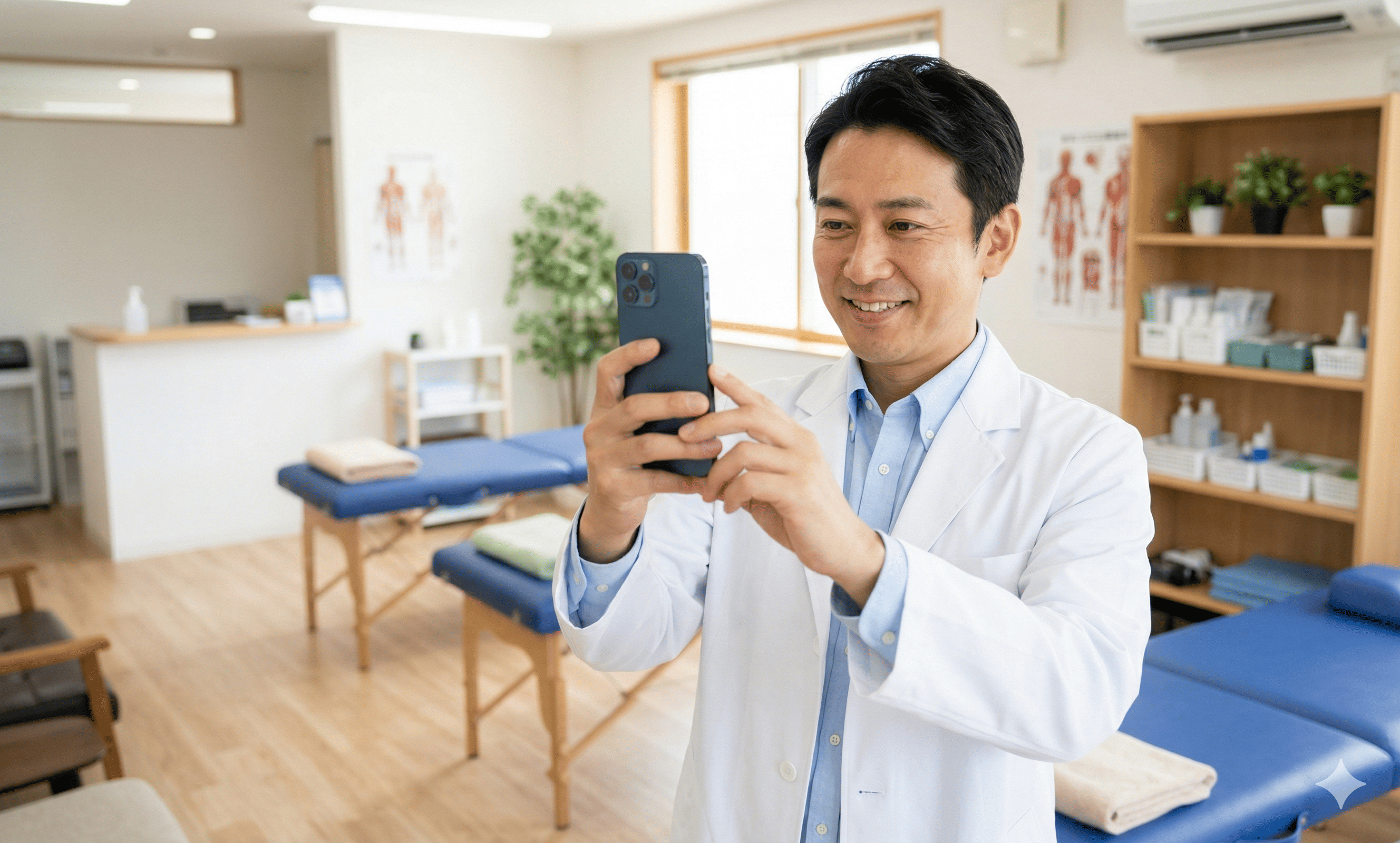 お客様がスマホでオフィスや店舗を撮影している様子